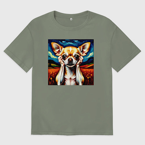 Женская футболка оверсайз Крик Чихуахуа в шоке / Авокадо – фото 1