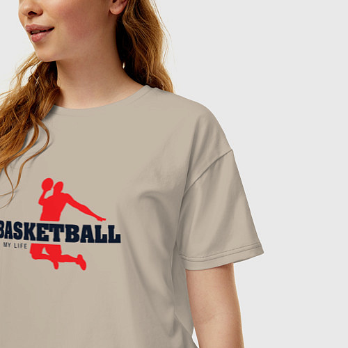 Женская футболка оверсайз Баскетбол моя жизнь / Миндальный – фото 3
