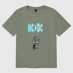 Футболка оверсайз женская AcDc Angus Young, цвет: авокадо