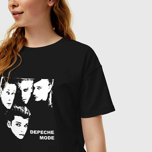 Женская футболка оверсайз Depeche mode faces / Черный – фото 3