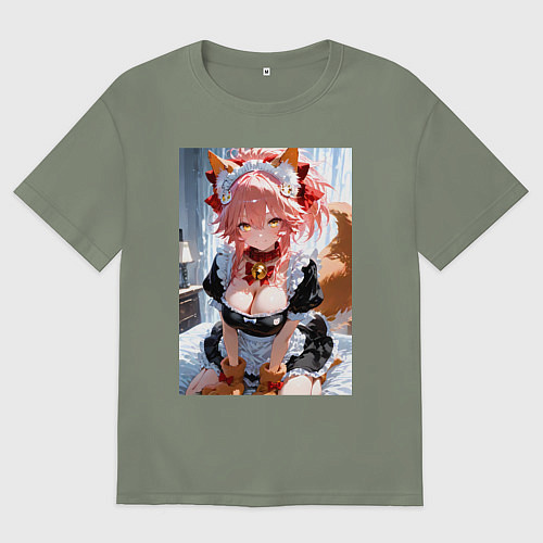 Женская футболка оверсайз Фейт Тамамо в костюме горничной / Авокадо – фото 1