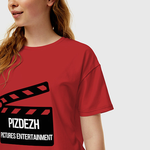 Женская футболка оверсайз Pizdezh pictures entertainment / Красный – фото 3