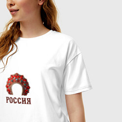 Футболка оверсайз женская Кокошник: россия, цвет: белый — фото 2