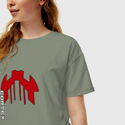 Футболка оверсайз женская Cortex красный чёрная обводка, цвет: авокадо — фото 2