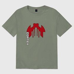 Женская футболка оверсайз Cortex красный чёрная обводка