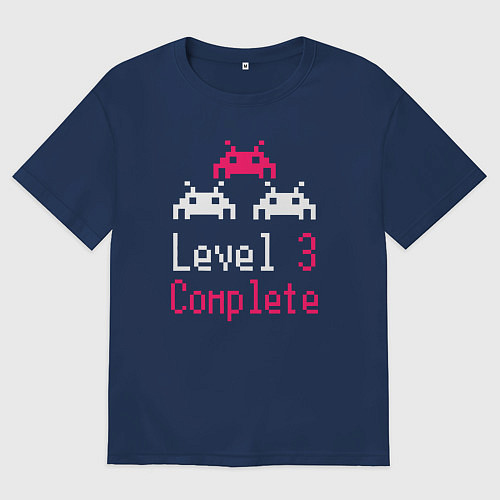 Женская футболка оверсайз Уровень 3 пройден / Тёмно-синий – фото 1