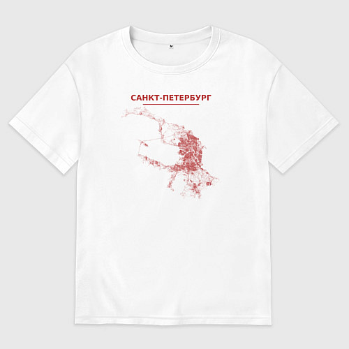 Женская футболка оверсайз Карта Санкт-Петербург красная / Белый – фото 1