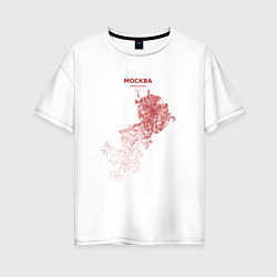Футболка оверсайз женская Карта Москва красная, цвет: белый
