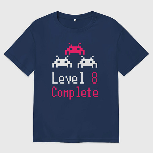 Женская футболка оверсайз Уровень 8 пройден / Тёмно-синий – фото 1