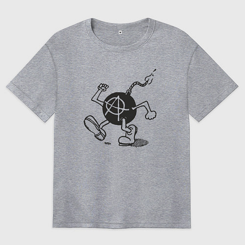 Женская футболка оверсайз Bomb anarchy / Меланж – фото 1