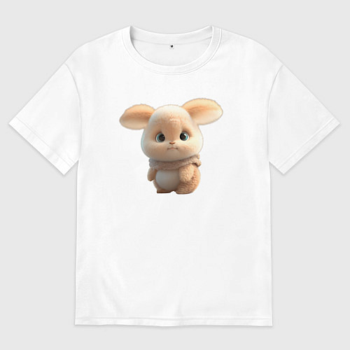 Женская футболка оверсайз Пушистый зайка / Белый – фото 1