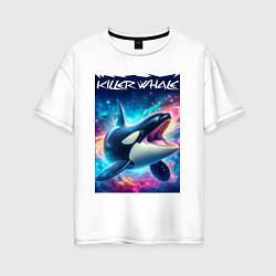 Женская футболка оверсайз Space killer whale - ai art fantasy