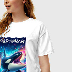Футболка оверсайз женская Space killer whale - ai art fantasy, цвет: белый — фото 2