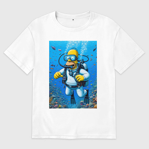 Женская футболка оверсайз Homer diving - ai art fantasy / Белый – фото 1