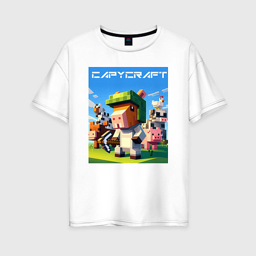 Женская футболка оверсайз Capycraft - collaboration ai art / Белый – фото 1