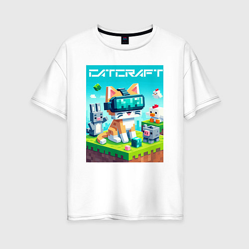 Женская футболка оверсайз Catcraft - collaboration ai art / Белый – фото 1