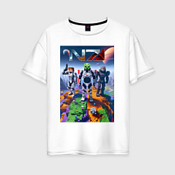 Футболка оверсайз женская Mass effect and Minecraft - ai art collaboration, цвет: белый