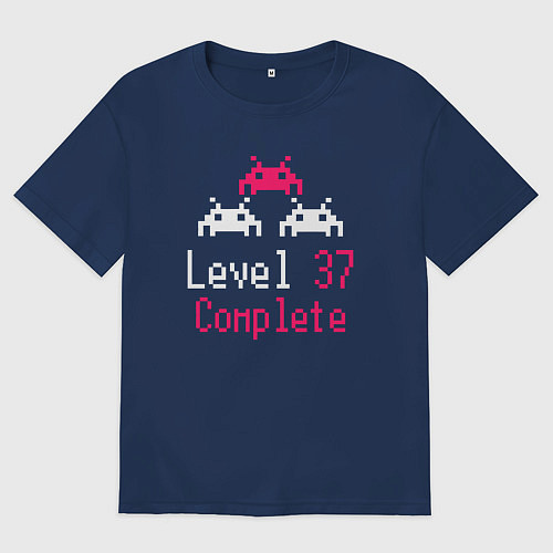 Женская футболка оверсайз Уровень 37 пройден / Тёмно-синий – фото 1