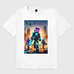 Футболка оверсайз женская Minecraft - cyberpunk ai art fantasy, цвет: белый