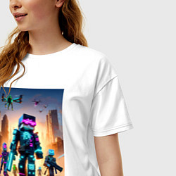 Футболка оверсайз женская Minecraft - cyberpunk ai art fantasy, цвет: белый — фото 2