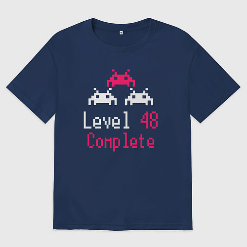 Женская футболка оверсайз Уровень 48 пройден / Тёмно-синий – фото 1