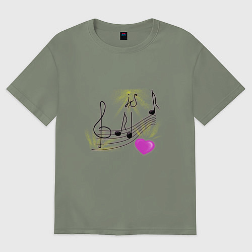 Женская футболка оверсайз Музыка это моя любовь на светлом фоне / Авокадо – фото 1