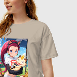 Футболка оверсайз женская Джесси и Мяут на пикнике, цвет: миндальный — фото 2