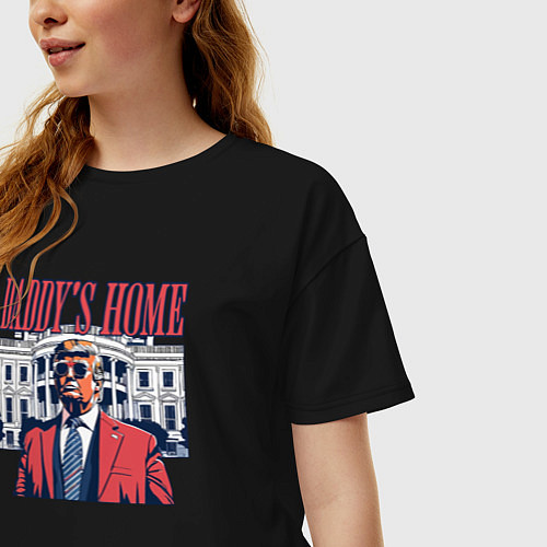 Женская футболка оверсайз Папочкин дом / Черный – фото 3