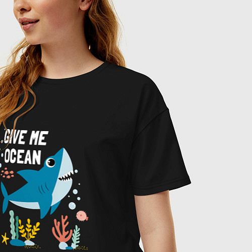 Женская футболка оверсайз Дайте мне океан / Черный – фото 3