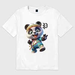 Футболка оверсайз женская Funny panda cub - anime, цвет: белый