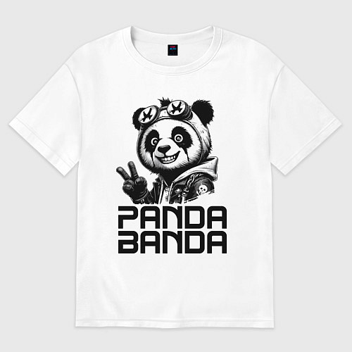 Женская футболка оверсайз Чувак панда - банда / Белый – фото 1
