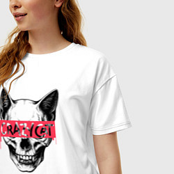 Футболка оверсайз женская Череп кошки Crazy cat, цвет: белый — фото 2