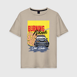 Футболка оверсайз женская Burning wheels, цвет: миндальный