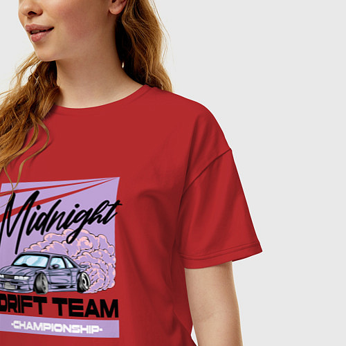 Женская футболка оверсайз Midnight drifting / Красный – фото 3