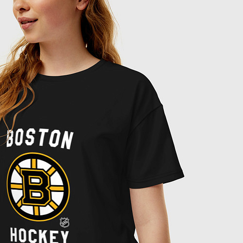 Женская футболка оверсайз Boston Bruins team NHL / Черный – фото 3