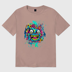 Футболка оверсайз женская Сумасшедший смайл, цвет: пыльно-розовый