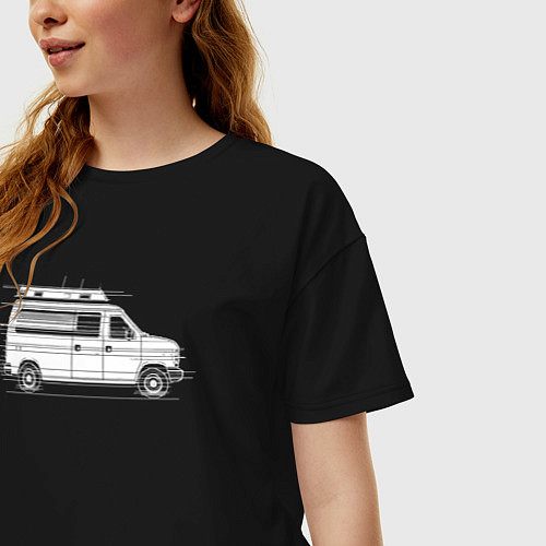 Женская футболка оверсайз Машина скорой помощи в движении / Черный – фото 3