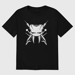 Футболка оверсайз женская Зуб с клыками киберпанк, цвет: черный