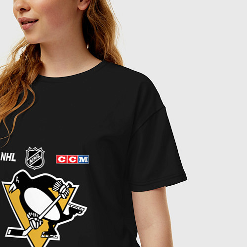 Женская футболка оверсайз Питтсбург Пингвинз - НХЛ команда / Черный – фото 3