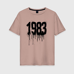 Футболка оверсайз женская 1983 год в стиле граффити, цвет: пыльно-розовый