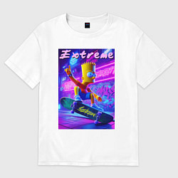 Футболка оверсайз женская Bart Simpson on a skateboard - extreme ai art, цвет: белый