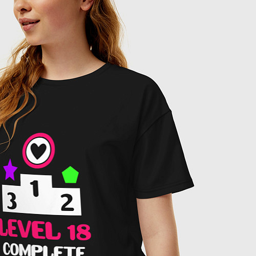 Женская футболка оверсайз 18 уровень пройден / Черный – фото 3
