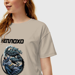 Футболка оверсайз женская Бэтман против чужого, цвет: миндальный — фото 2