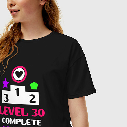 Женская футболка оверсайз 30 уровень пройден / Черный – фото 3