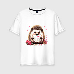 Женская футболка оверсайз Ёжик с любовным письмом