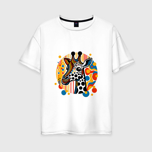 Женская футболка оверсайз Абстракция жираф в точечку / Белый – фото 1