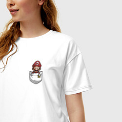 Футболка оверсайз женская Карманный Марио, цвет: белый — фото 2