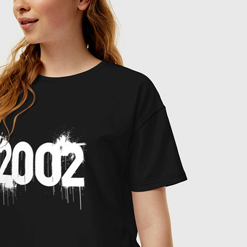 Женская футболка оверсайз Граффити стиль 2002 / Черный – фото 3