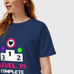 Футболка оверсайз женская 39 уровень пройден, цвет: тёмно-синий — фото 2