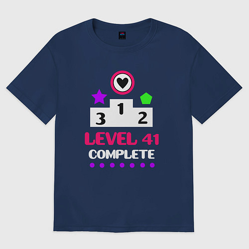 Женская футболка оверсайз 41 уровень пройден / Тёмно-синий – фото 1